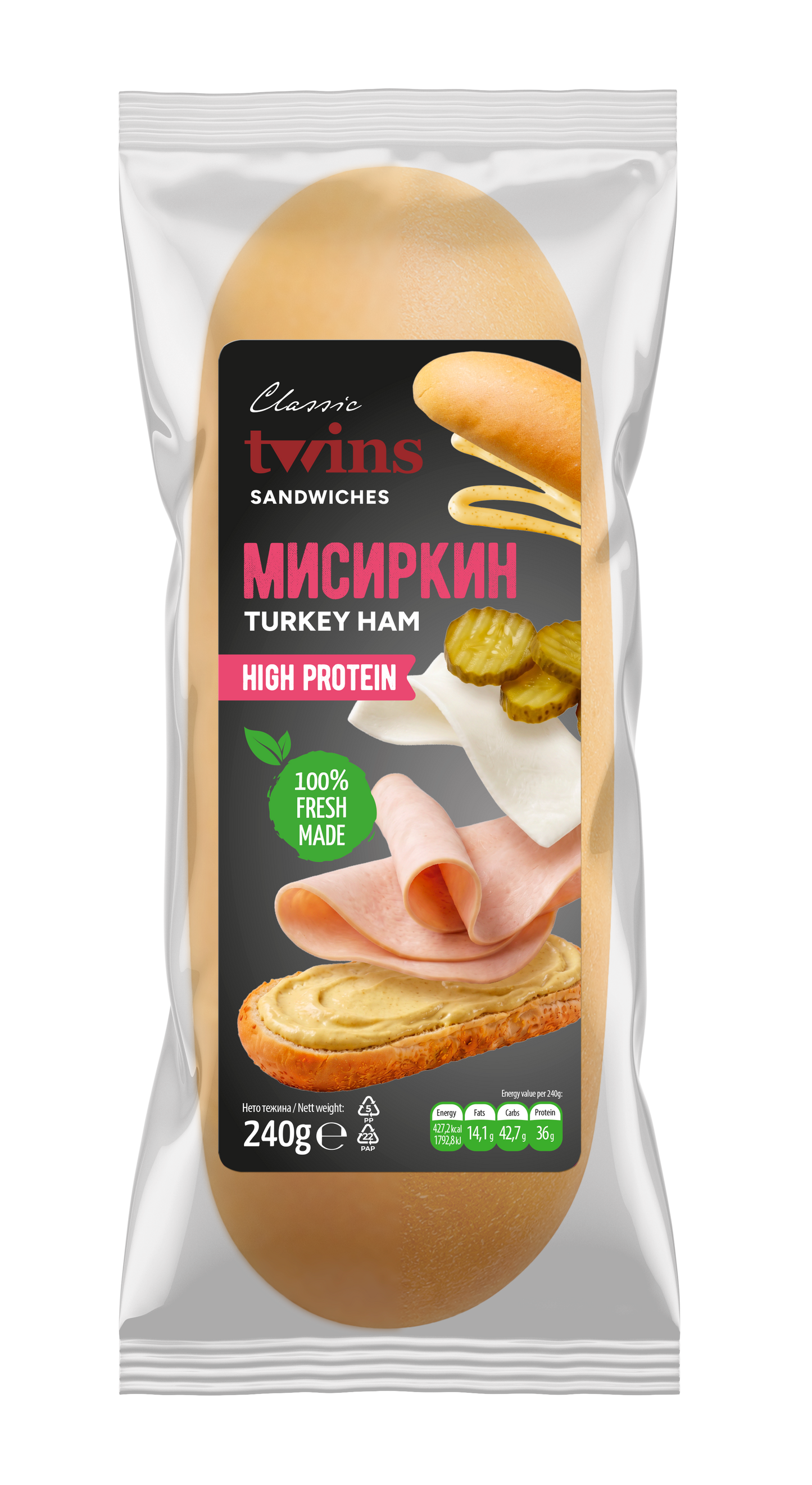 Twins Classic Sandwich with Chicken Ham and Cheese